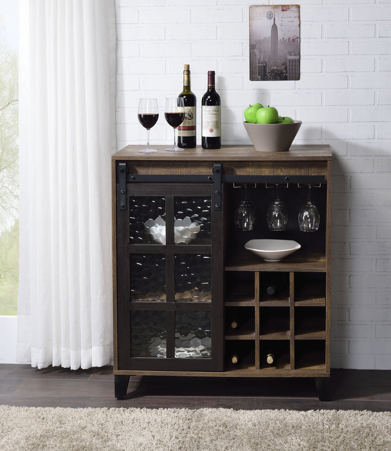 Treju Obscure - Glass, Rustic Wine Cabinet - Black / Oak