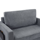 Sleeper Sofa With Foldable Mattress, USB Ports, Side Table & Storage Pocket