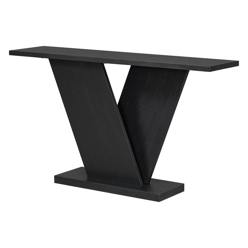 Console Table With V Shape Base, Sculptural Entryway Accent