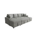 Sectional Sofa Convertible Pull-Out Bed With Storage Ottoman & USB Ports