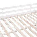 Full size Loft Bed Wood Bed with Slide, Stair and Chalkboard,White（Old SKU:WF282116AAK）