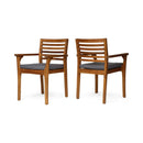 Outdoor Dining Chair With Slat Back And Acacia Wood Frame (Set of 2) - Gray / Teak