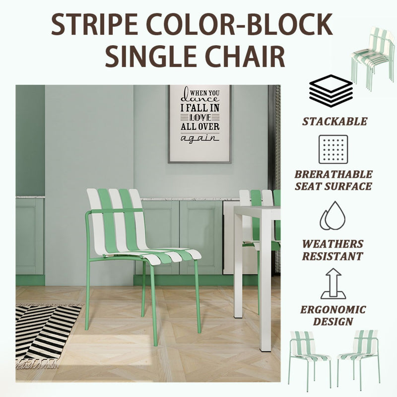 4 Piece Set Of Modern Color Block Designed Single Chairs With Folding Square Table