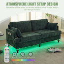 Chenille 2 Seater Sofa With LED Light, USB Charging Port, And Storage Bag