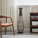 Tall Standing Designer Floor Vase Durable Artificial Rattan Elegant 2 Tone Finish Ideal Decor Accent For Living Room, Bedroom, Entryway Stylish Home Decor Statement Piece - Black / Gray