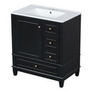 30" Bathroom Vanity With Sink, 1 Door With Shelf And 3 Drawers, Soft Close Door - Black