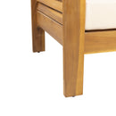 Acacia Wood Loveseat And Coffee Table Set With Cushions