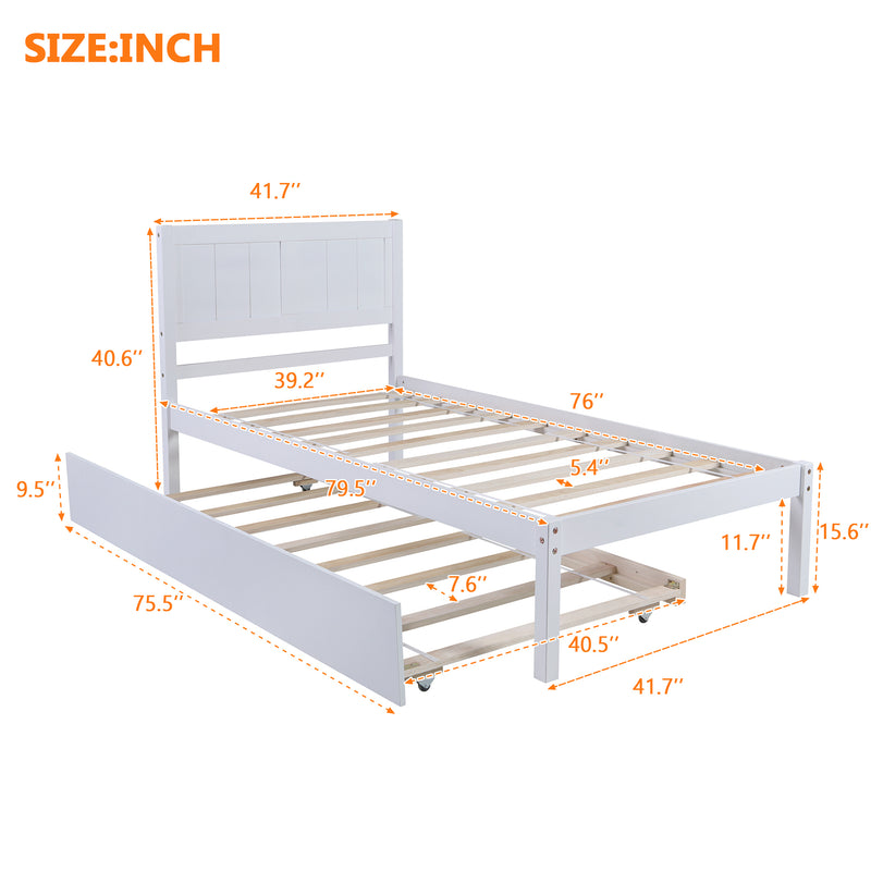 Twin size Platform Bed Wood Platform Bed with Trundle