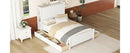 Full Size Platform Bed with Drawers and Storage Shelves, White
