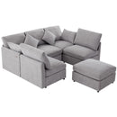 Sectional Sofa Modular U-Shaped With Ottoman & USB Ports