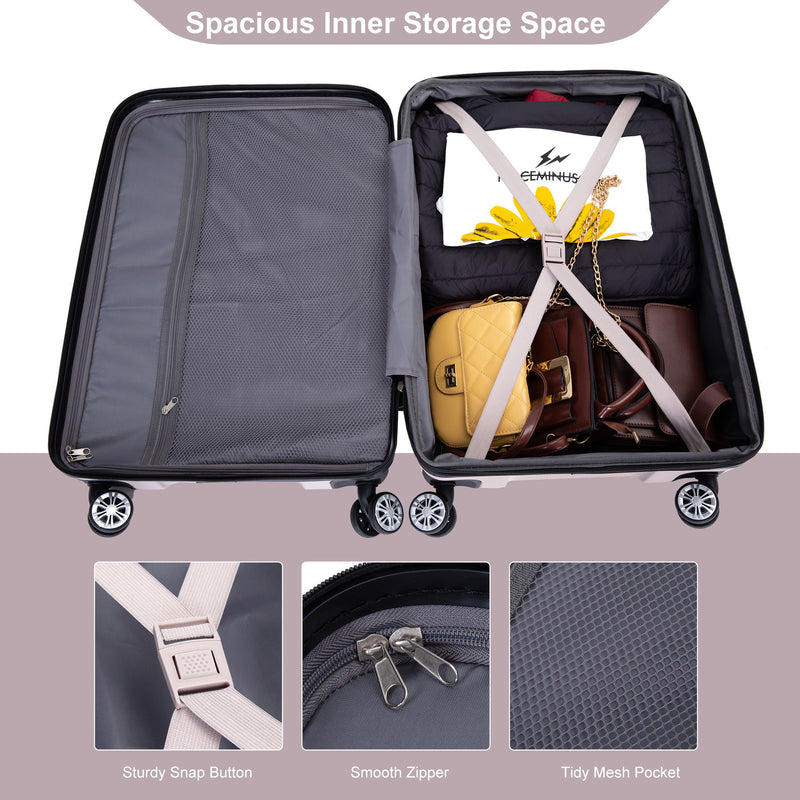 Luggage Set Of 5 Pieces, Expandable Hard Pc Luggage Set With Tsa Lock For Rotating Wheels