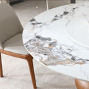 Round Modern Marble Dining Table (Table Only) - Walnut / White