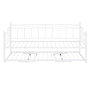 Twin Size Metal Daybed with Twin Size Adjustable Trundle, Portable Folding Trundle, White