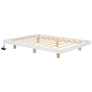 Full Size Floating Bed with LED Lights Underneath,Modern Full Size Low Profile Platform Bed with LED Lights,White