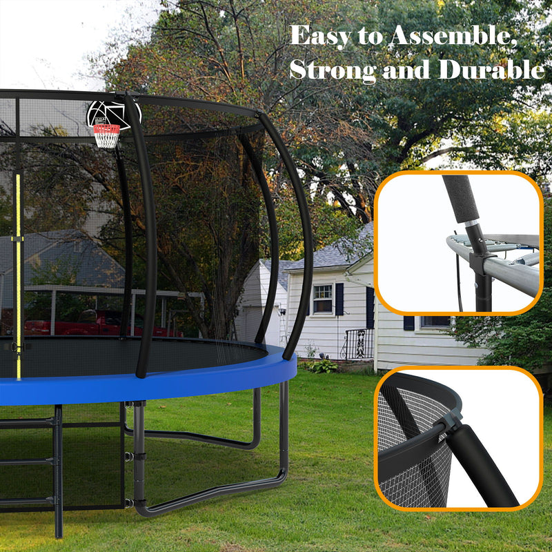 Trampoline With Enclosure, Recreational Trampolines With Ladder And Antirust Coating, Astm Approval Outdoor Trampoline For Kids