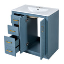 Ceramic Sink Combo, Freestanding Vanity Set With 3 Drawers & Soft Closing Doors