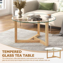 Round Glass Coffee Table Modern Cocktail Table