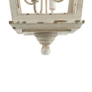 4 Light Wood Chandelier, Hanging Light Fixture With Adjustable Chain For Kitchen, Bulb Not Included - Cream White