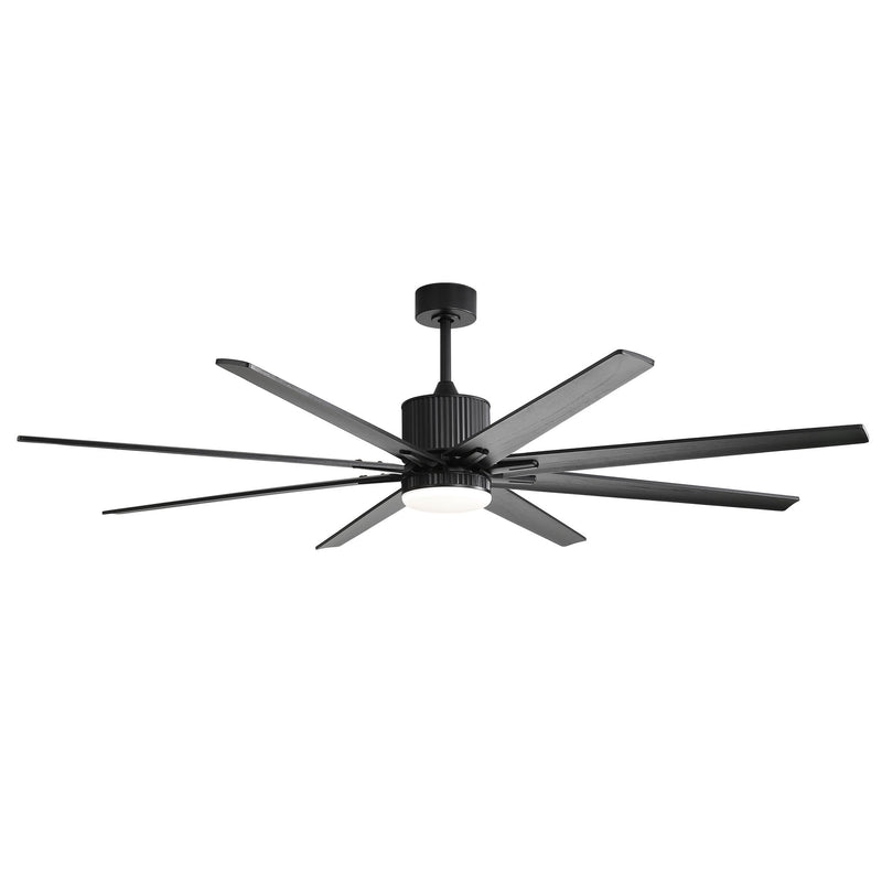 Ceiling Fan With 18W Dimmable Led Light Remote Control 8 Solid Wood Blades For Living Room - Black