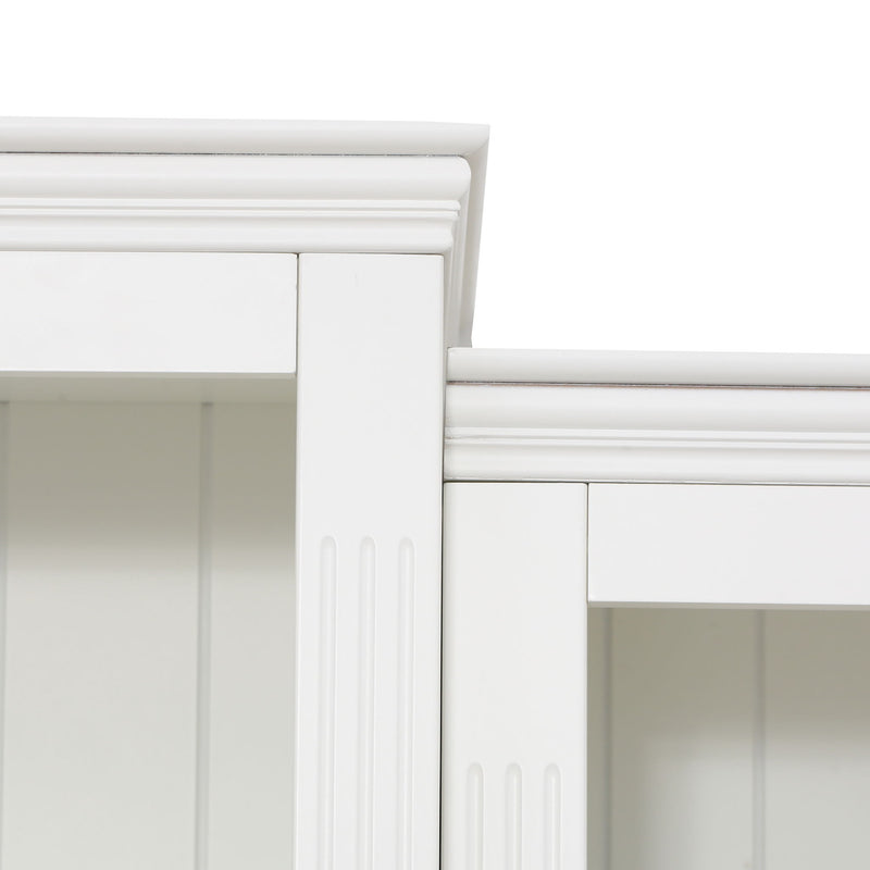 Retro Style 3 Piece Bookcase Display Cabinet With Adjustable LED Lighting, Tempered Glass Shelves - White