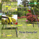 Xns008 Interesting Triple Children Metal Safe Swing Set 440Lbs For Outdoor Playground Three Seat Swing For Age 3+ - Green / Black
