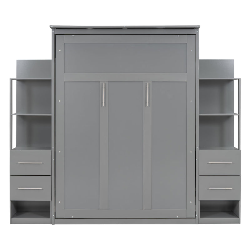 Murphy Wall Bed With Shelves, Drawers And LED Lights