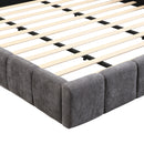 Elegant Upholstered Bed With Checkerboard Design