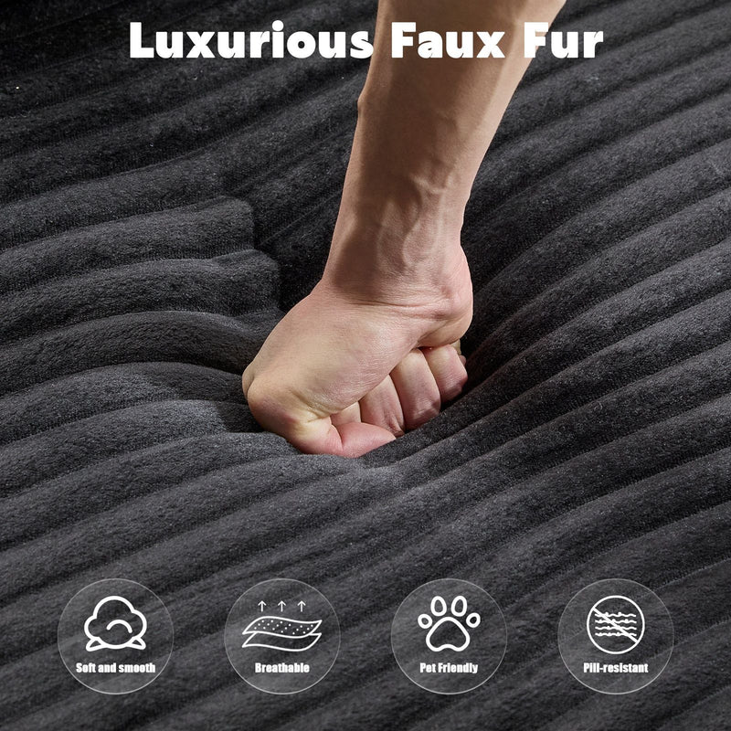 Compression Sectional Couch With Comfy Chaise, Boneless L Shape Sofa With Deep Seat