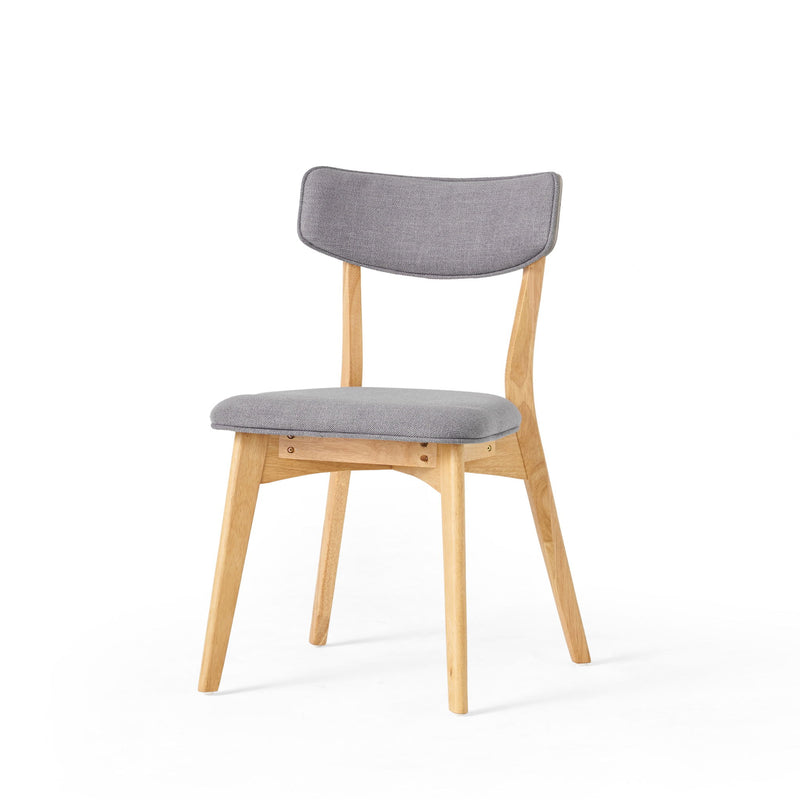 Mid Century Fabric Dining Chairs With Natural Oak (Set of 2) - Dark Gray