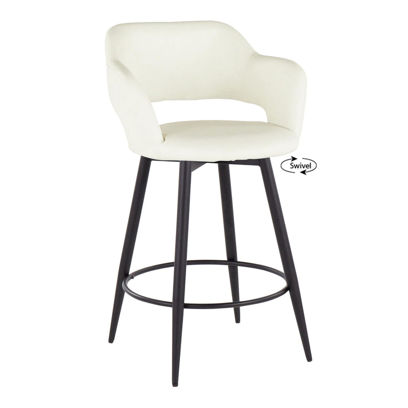 Margarite - Contemporary Fixed Height Counter Stool With Swivel With Round Footrest (Set of 2)