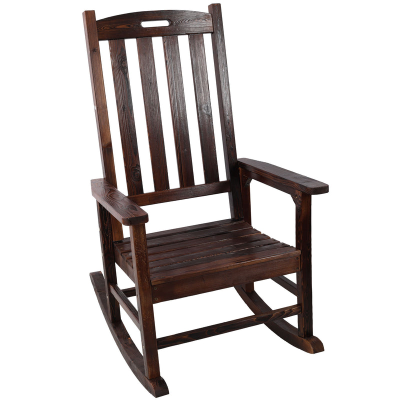 Oversized Porch Rocker Chair With Wide Seat And Tall Backrest