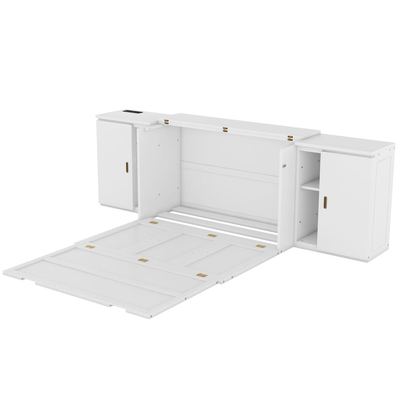 Murphy Bed With Shelves, Cabinets And USB Ports