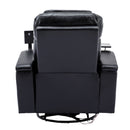 270° Power Swivel Recliner Home Theater Chair With Hidden Arm Storage, LED Light, Cup Holder, And Tray Table