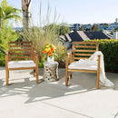 Outdoor Acacia Wood Club Chairs, 2 Pieces Set - Natural Stained / White