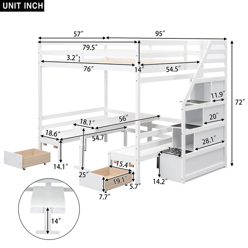 Bunk With Staircase, The Down Bed Can Be Convertible To Seats And Table Set