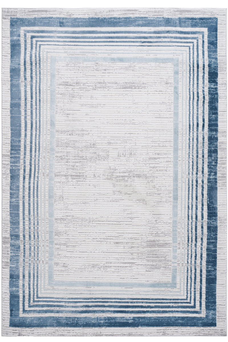 Marfi - 6' X 9' Bordered Area Rug - Blue / Ivory