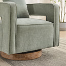 Swivel Accent Open Back Barrel Chair With Weathered Base