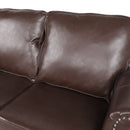 Contemporary Loveseat With Nailhead Trim - Dark Brown