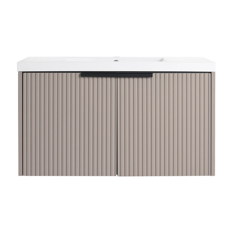 Contemporary Wall Mounted Bathroom Vanity With Resin Double Sink
