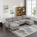 Modern L - Shape Convertible Sectional Sofa With Movable Ottoman