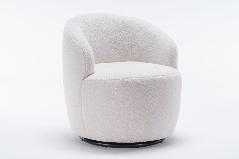 Teddy Fabric Swivel Accent Armchair Barrel Chair With Powder Coating Metal Ring