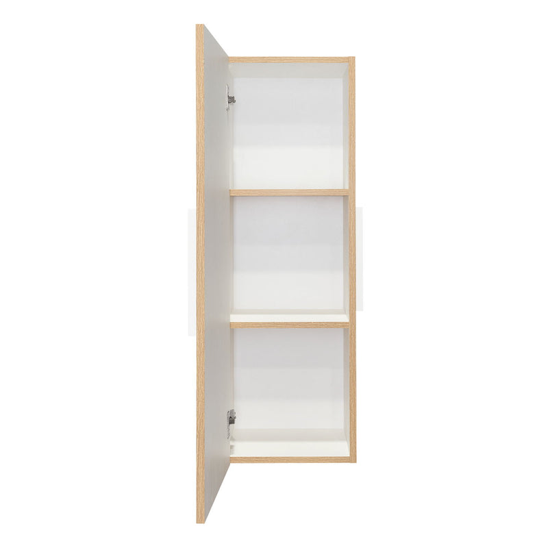 Medicine Single Door Cabinet, Three Shelves - Light Oak / White