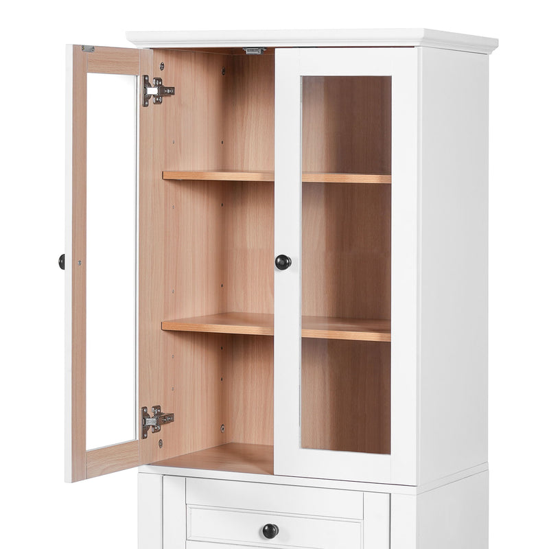 Bathroom Storage Cabinet, Adjustable Shelves & Drawer, Freestanding Linen Tower