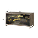 Payo - Console Cabinet - Black Marble Print Oak & Champagne