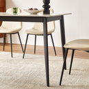 Mid Century Modern Dining Table Round White Sintered Stone Top Heavy Duty Metal Legs Waterproof Surface For Kitchen Dining Room Or Office Furniture - White / Black