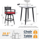 5 Pieces Outdoor Patio Bar Set, Rounded Square Sintered Stone Table & 4 Swivel Bar Chairs