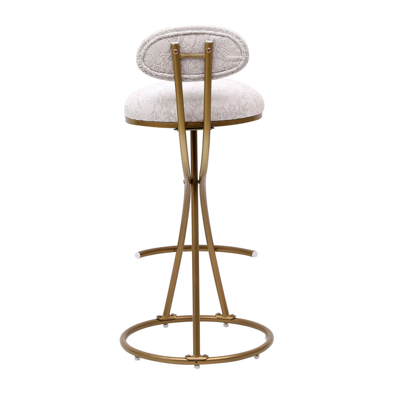 Round Print Bar Stools Upholstered Chairs For Kitchen (Set of 2)