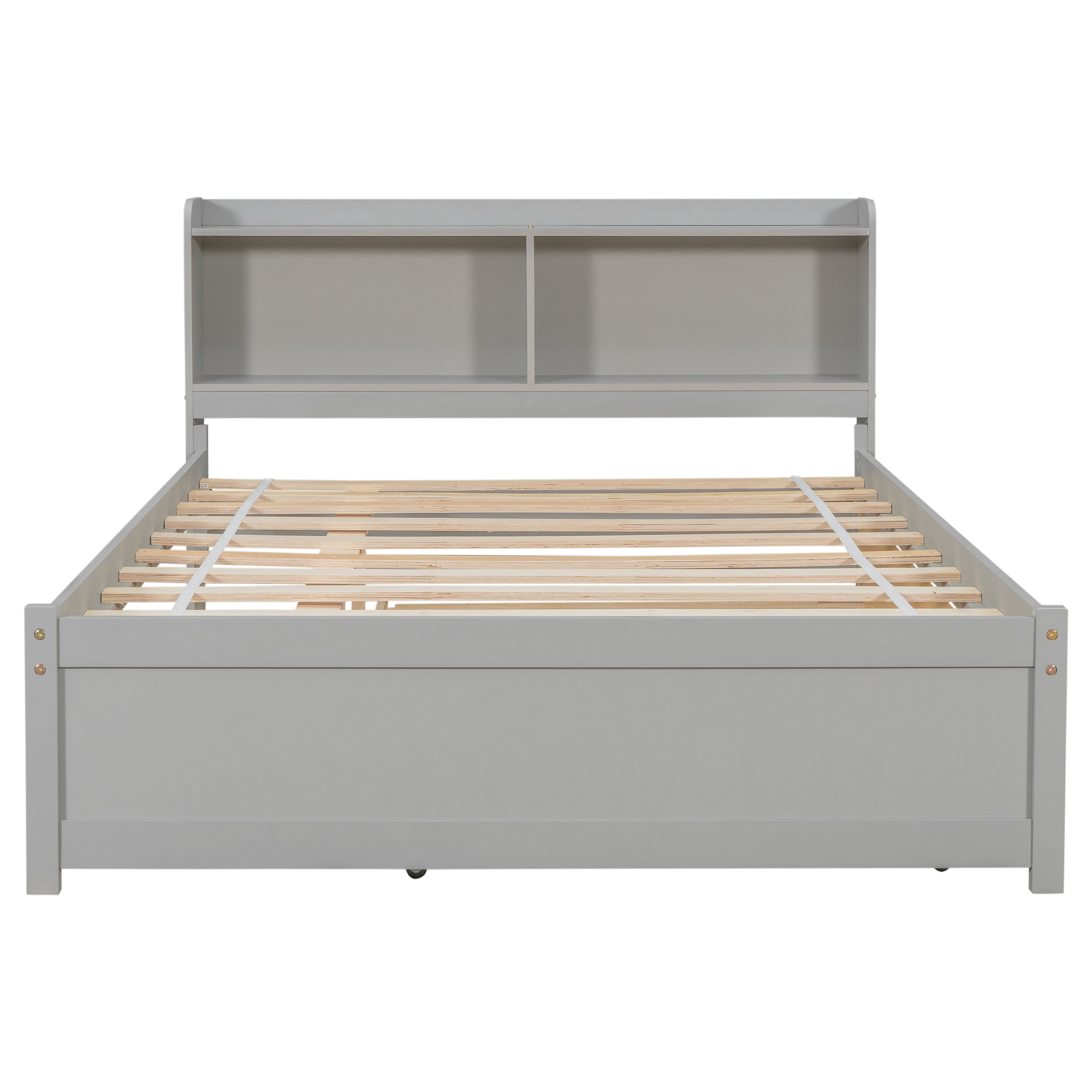 Full Bed with Trundle,Bookcase,Grey