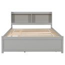Full Bed with Trundle,Bookcase,Grey