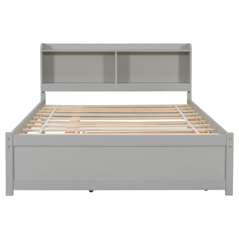Full Bed with Trundle,Bookcase,Grey